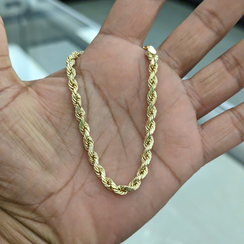 10kt Real Gold Rope Chain 5mm 8.5 Inch